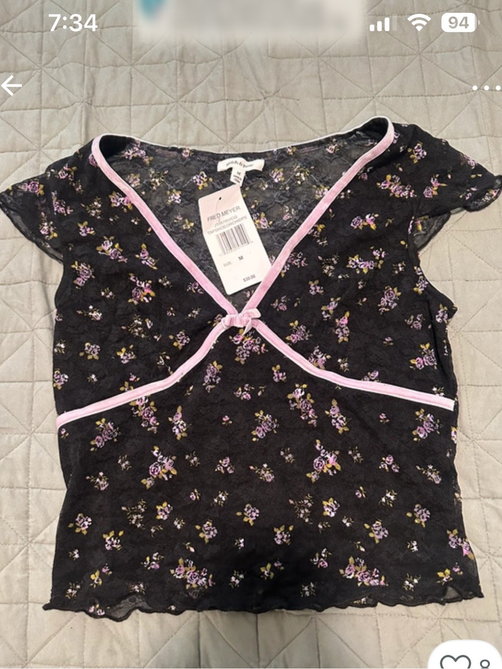 NWT Stitch & Pine Black Lace Coquette Crop Top 🖤🎀